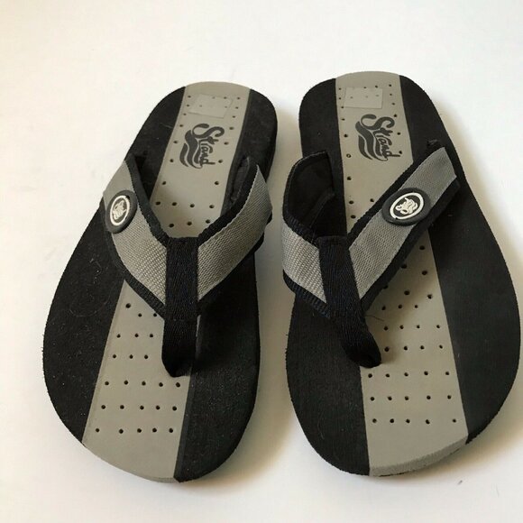 Strand  vintage flip flops thong sandals black foam fabric strap Men Size 8/9 - Picture 4 of 6